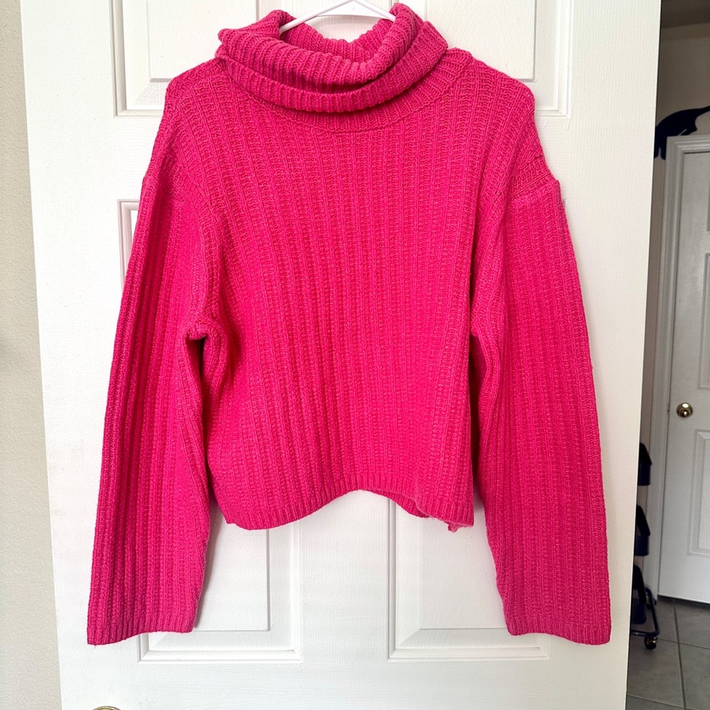 Cozy Hot Pink Turtleneck Sweater